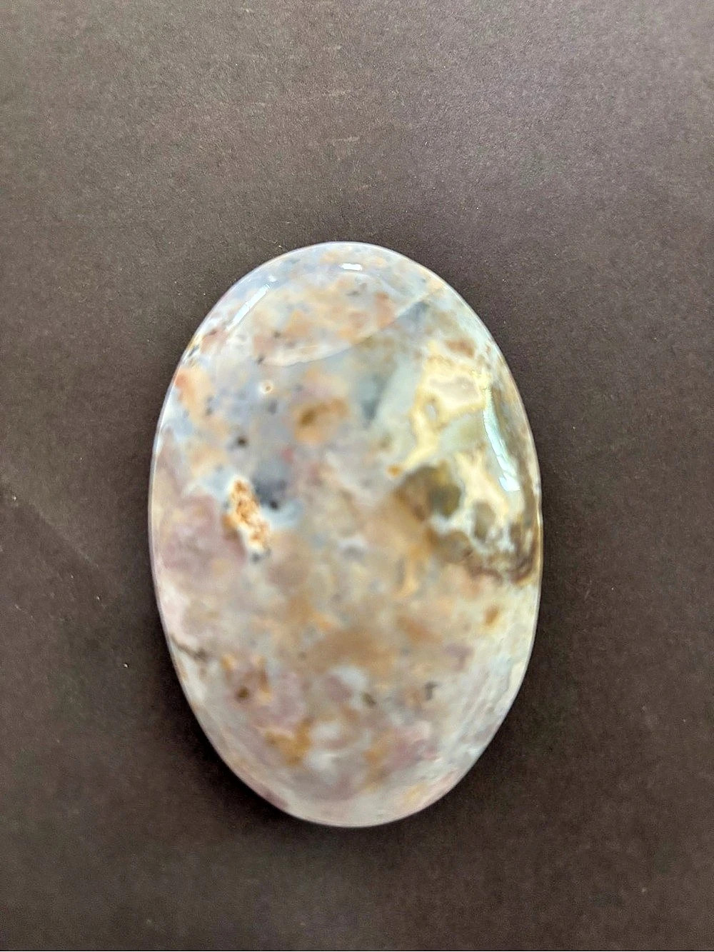 Polished Oval Stone in Blue & Brown